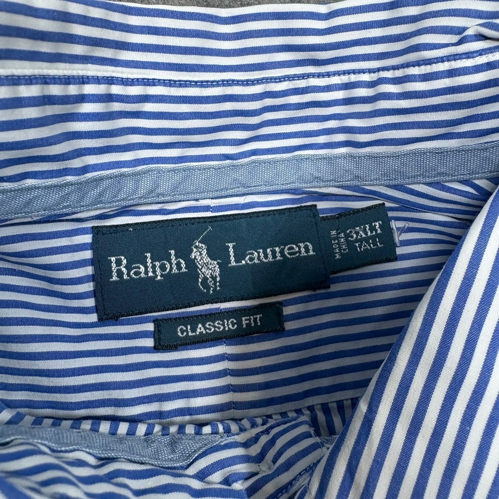 Ralph Lauren Button-Down Shirt Men's Size 3XL Blue White Striped Classic Fit - Picture 3 of 7